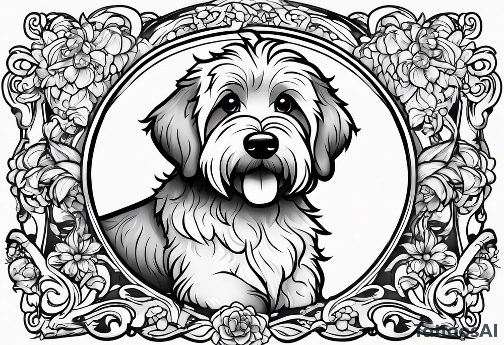 cartoon golden doodle in style of disney tattoo idea