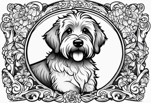 cartoon golden doodle in style of disney tattoo idea