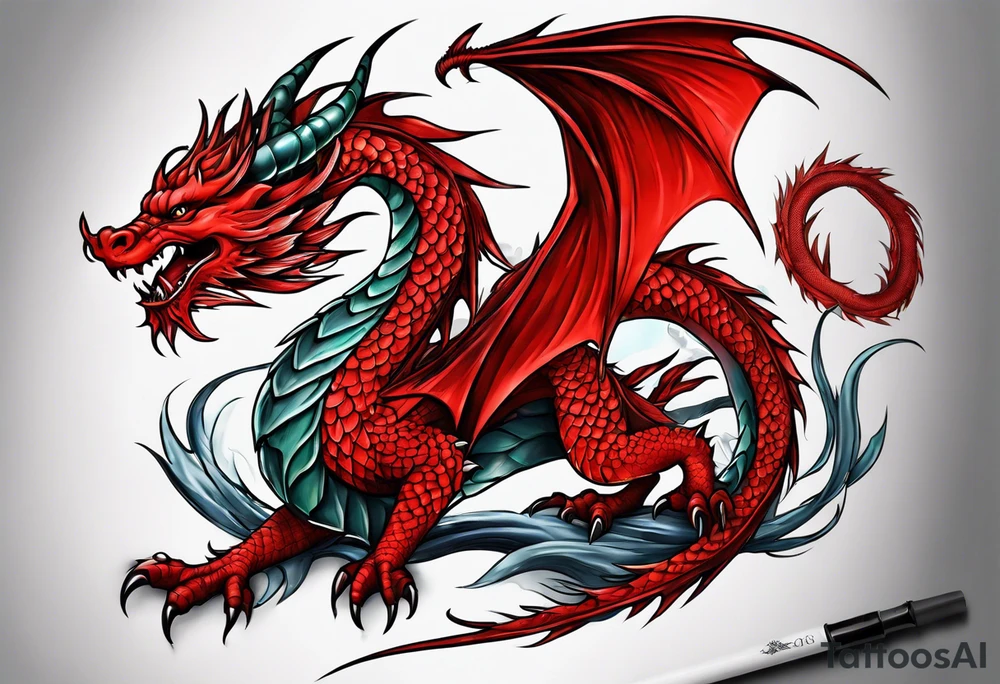 Red dragon tattoo idea