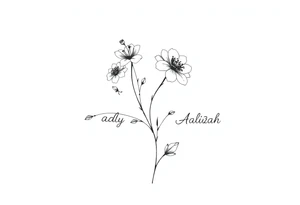 mother of 3 girls flowers names in stem Addy, Alizah, Aaliyah tattoo idea