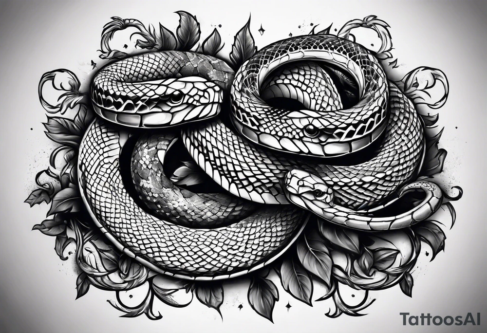 Two snakes wrestling tattoo idea
