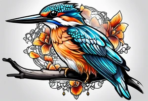 a kingfisher is trapped in a lot of chain tattoo idea