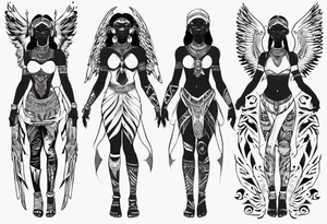 African female valkyre full body angelic
slim face tattoo idea