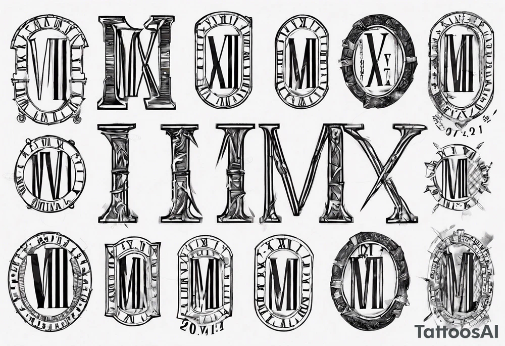 Roman numeral date filled it with fingerprint tattoo idea