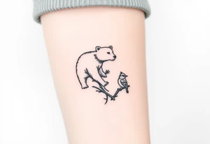 A bear, woodpecker and cardinal tattoo idea