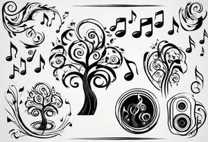 music speaker note tree stave notes tattoo idea