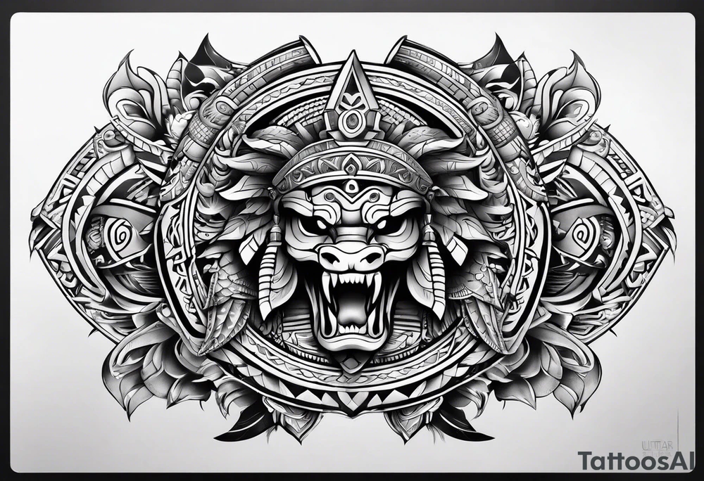 aztec snake sleeve tattoo idea