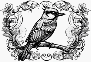 Bird powerfully looking while on a branch tattoo idea