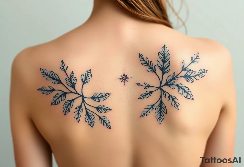 Evergreen down spine tattoo idea