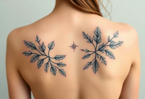 Evergreen down spine tattoo idea