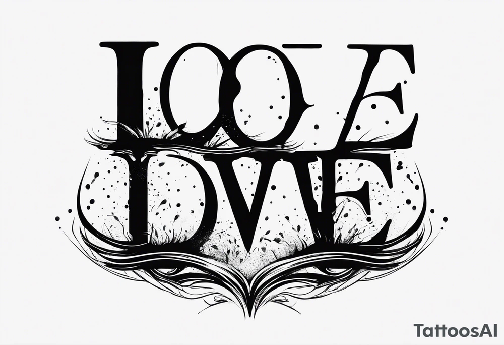 the words love drought in a nice font with a melting heart design underneath it tattoo idea