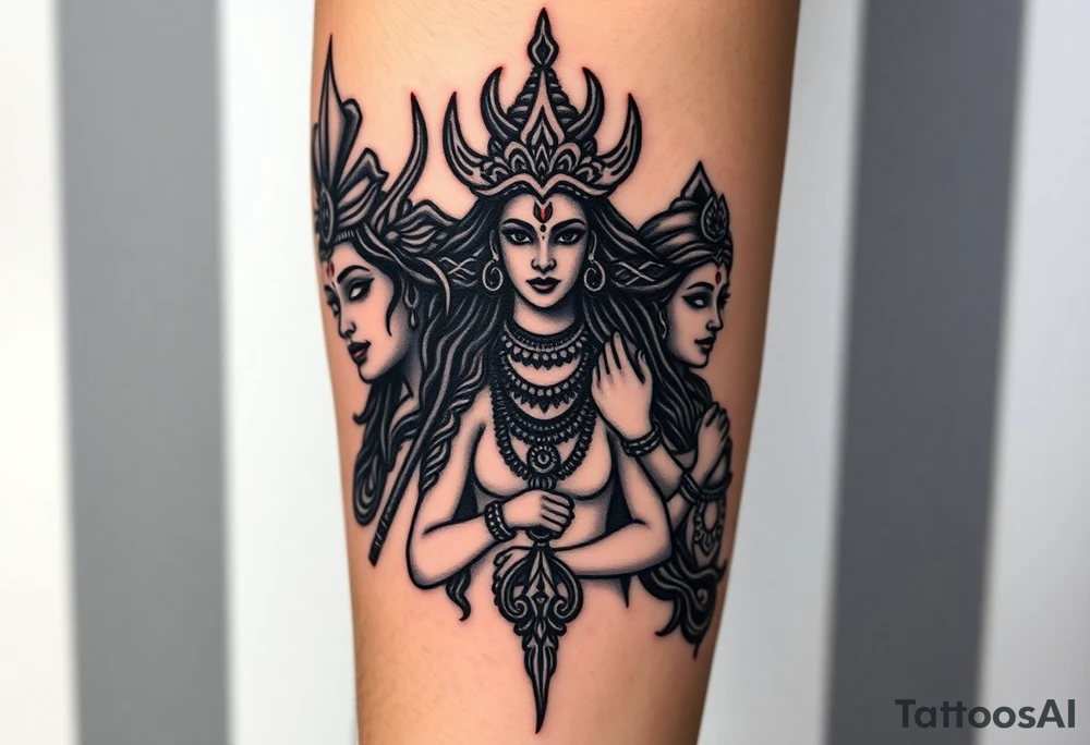Lord Shiva, Godess Kali and Godess Lilith together. tattoo idea
