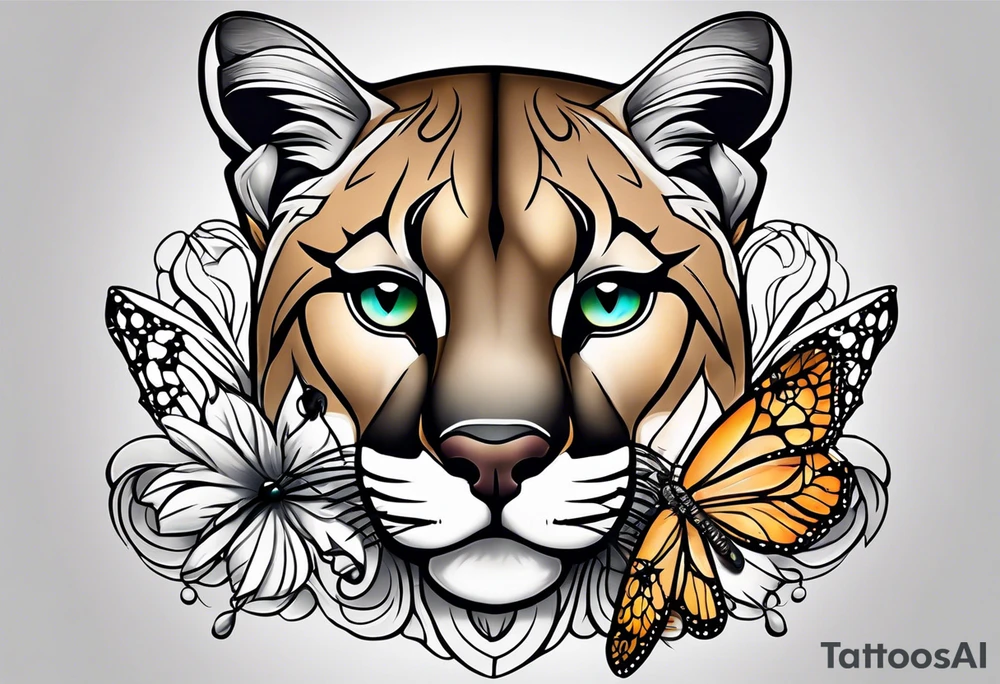 Mountain lion butterfly tattoo idea