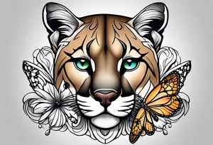 Mountain lion butterfly tattoo idea