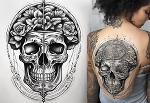 Human realistic brain inside hourglass tattoo idea