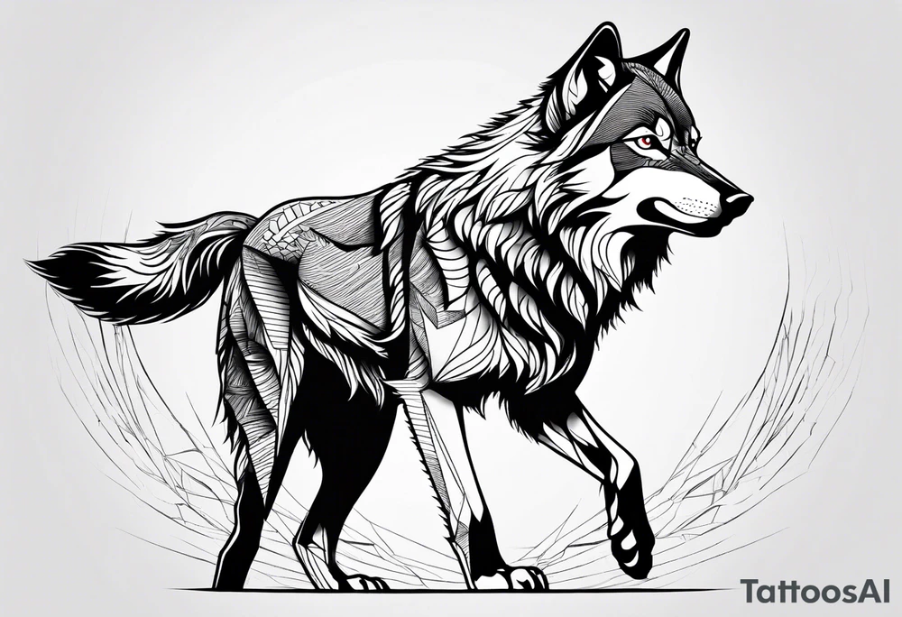Angry wolf tattoo idea