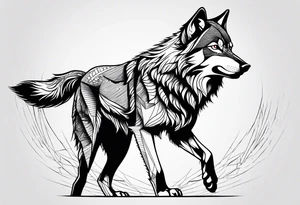 Angry wolf tattoo idea