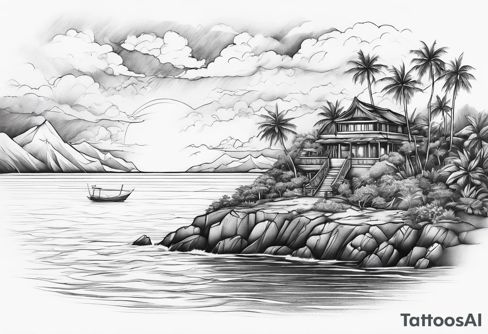 island background horizon tattoo idea