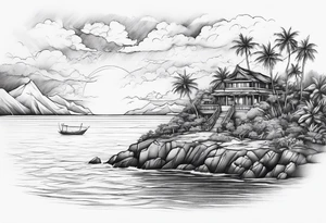 island background horizon tattoo idea
