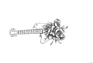Electric guitar with rose designs on it tattoo idea