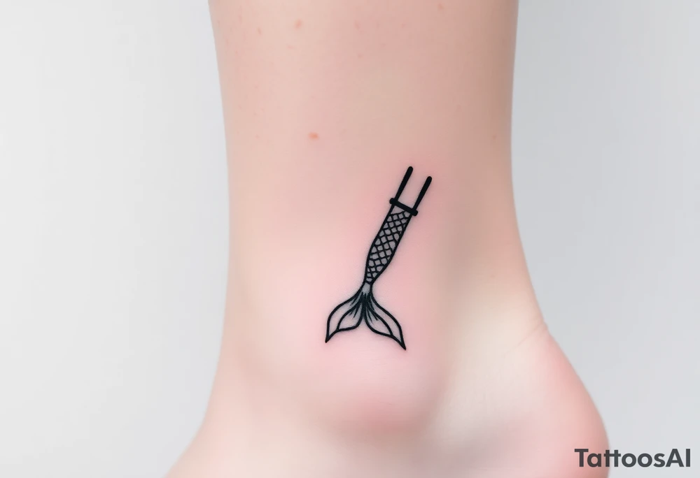 Mermaid tail with crutches tattoo idea