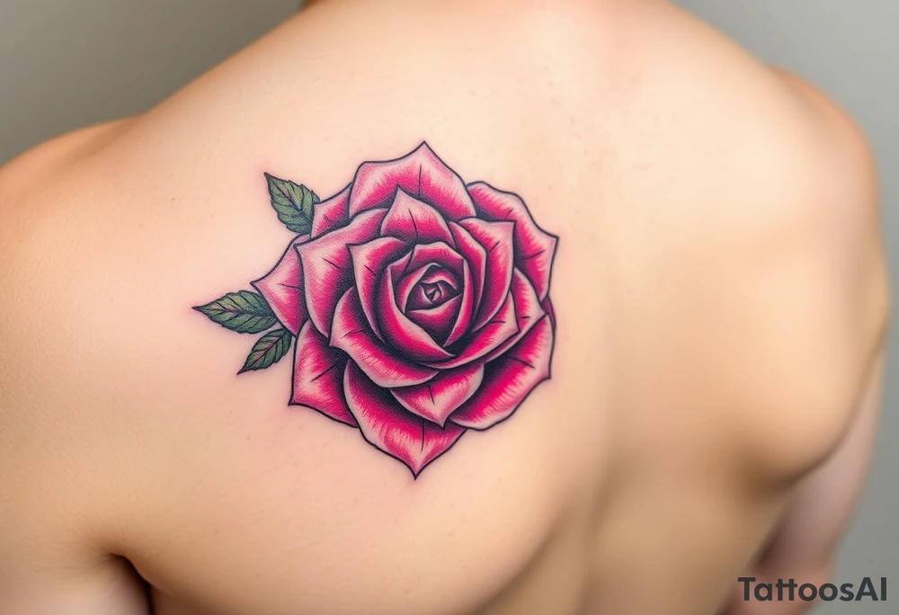 The pink rose blooms in a mesmerizing display of symmetry, its delicate petals unfolding in a kaleidoscope of repeating patterns, where soft blush and vibrant magenta hues seamlessly blend, creating an intricate, fractal-like illusion that shifts and transforms with every glance on a hand tattoo tattoo idea