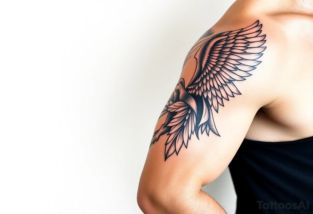 cast all your anxiety on him because he cares for you" with angels tattoo idea