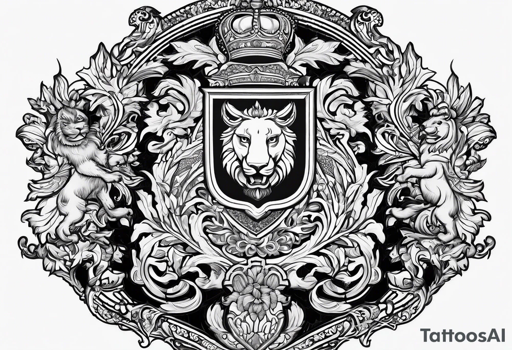 family crest with Whidbey Island, Cambodia, Scotland, Ghana, Liberia, Haiti tattoo idea