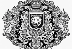 family crest with Whidbey Island, Cambodia, Scotland, Ghana, Liberia, Haiti tattoo idea