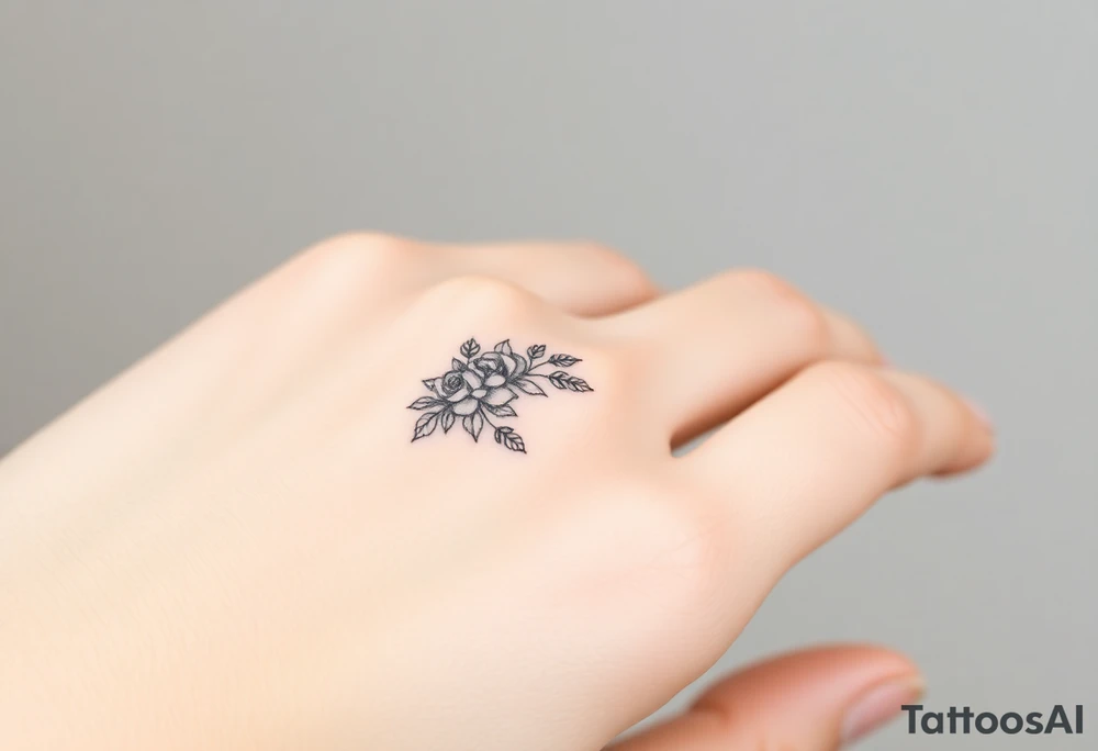 A delicate floral pattern around the entire circumference of the finger, inspired by wedding flowers, such as roses, peonies or lavender. tattoo idea