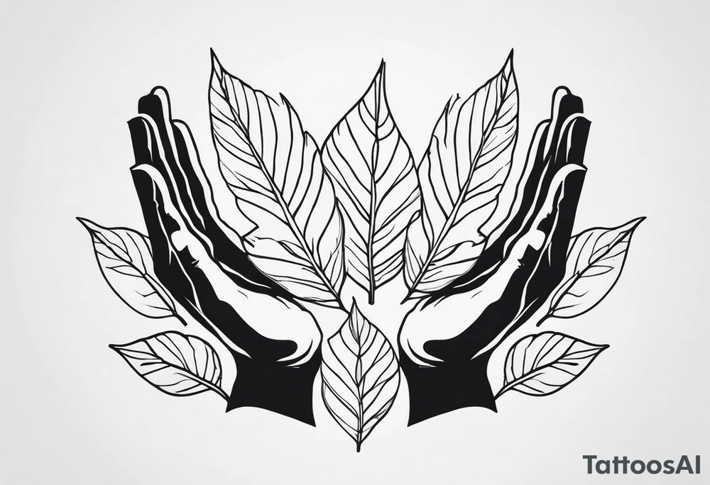 leaves shaped like two hands holding tattoo idea