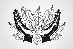 leaves shaped like two hands holding tattoo idea
