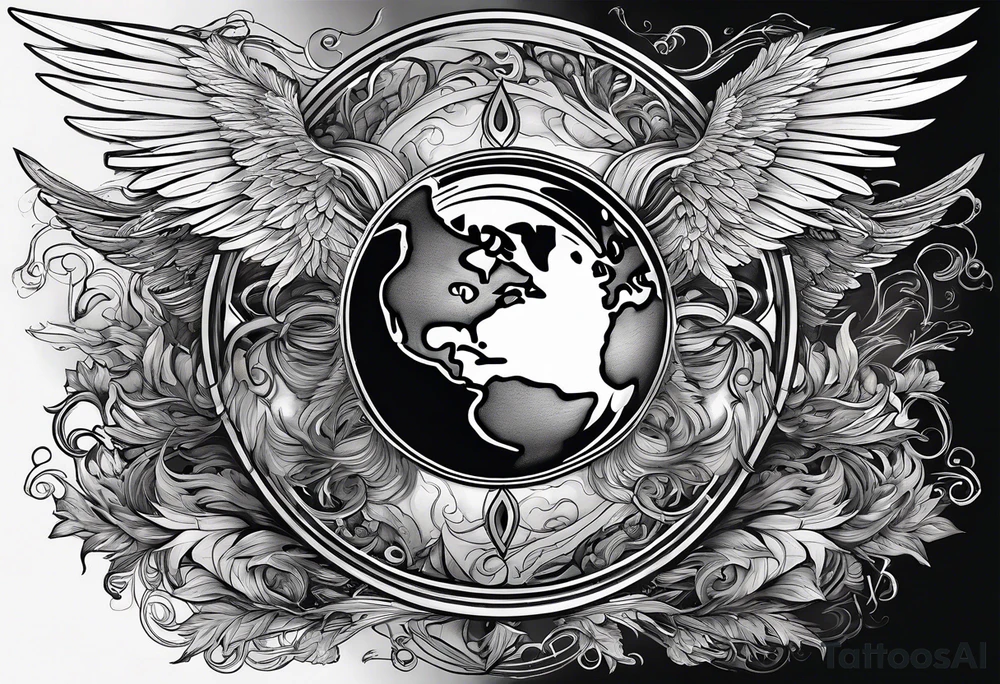 wings of various elements(i.e. earth, fire, water, and wind) tattoo idea