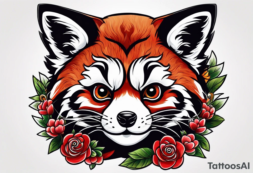 Red panda lucky cat tattoo idea