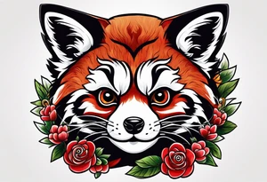 Red panda lucky cat tattoo idea