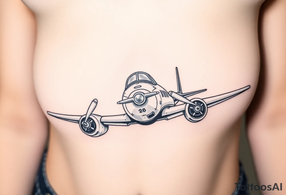 Small airplane an-26 who has moustache on his face tattoo idea