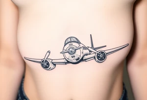 Small airplane an-26 who has moustache on his face tattoo idea