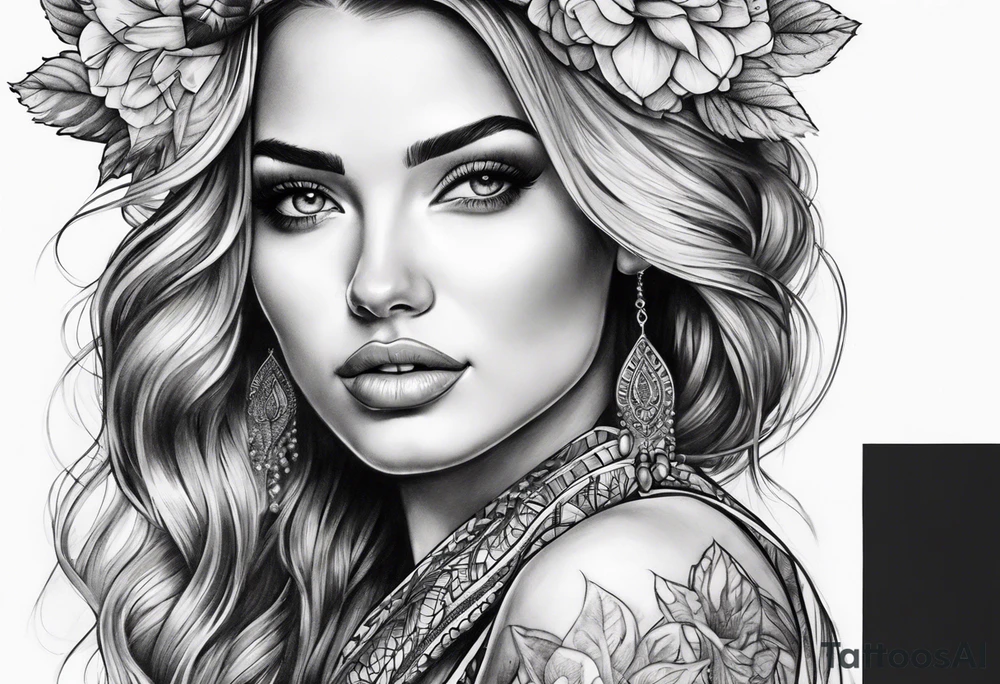 beautiful woman tattoo idea
