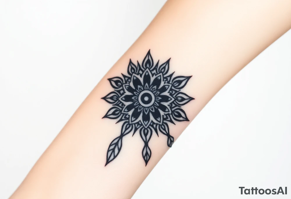 spiritual feather indian mandala shaman tattoo idea