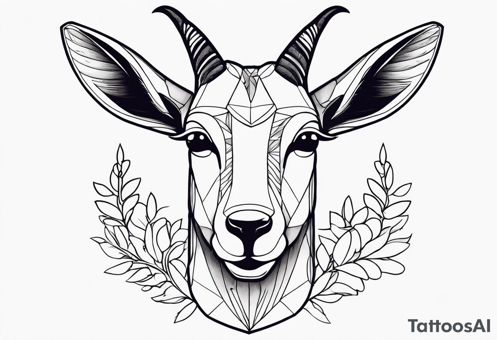 Shoulder/chest tattoo that is Half Goat, Half Kangaroo with a clear distinction of both tattoo idea