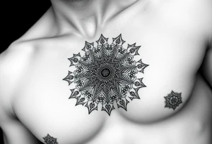 intricate mandala with sacred geometry and cosmic elements tattoo idea