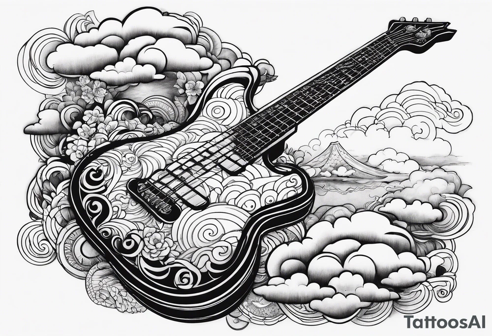 cloud, bassguitar, tattoo idea