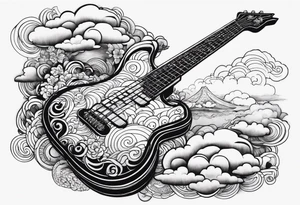 cloud, bassguitar, tattoo idea