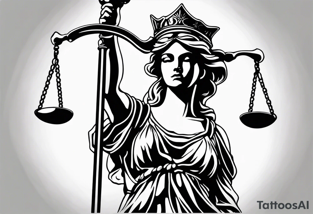 lady justice with scales of justice tattoo idea