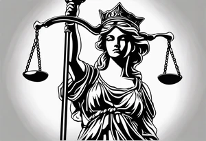 lady justice with scales of justice tattoo idea