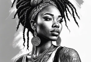 Black woman with locs tattoo idea