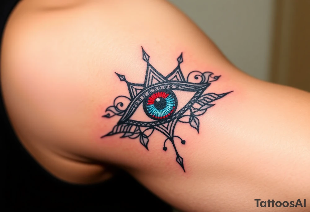 A Mystical Third Eye with blue Eyes(only red , blue and black are possible colors) tattoo idea
