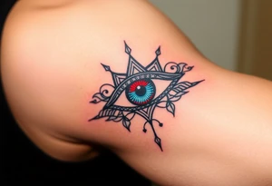 A Mystical Third Eye with blue Eyes(only red , blue and black are possible colors) tattoo idea