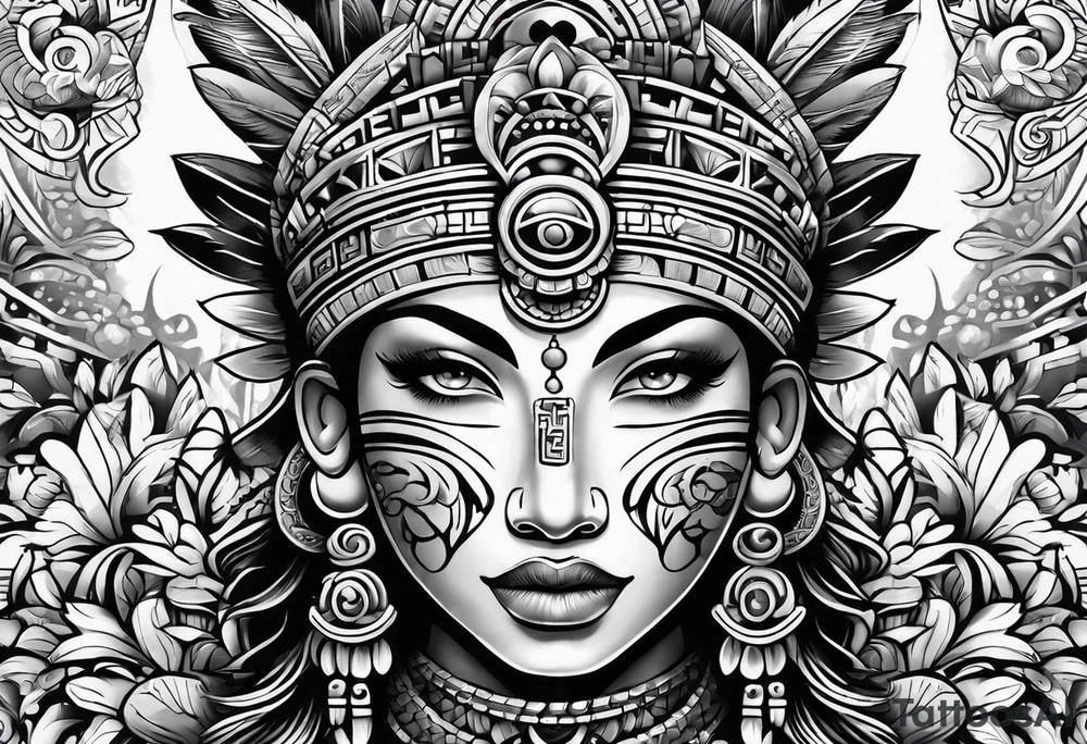 mayan sleeve tattoo idea