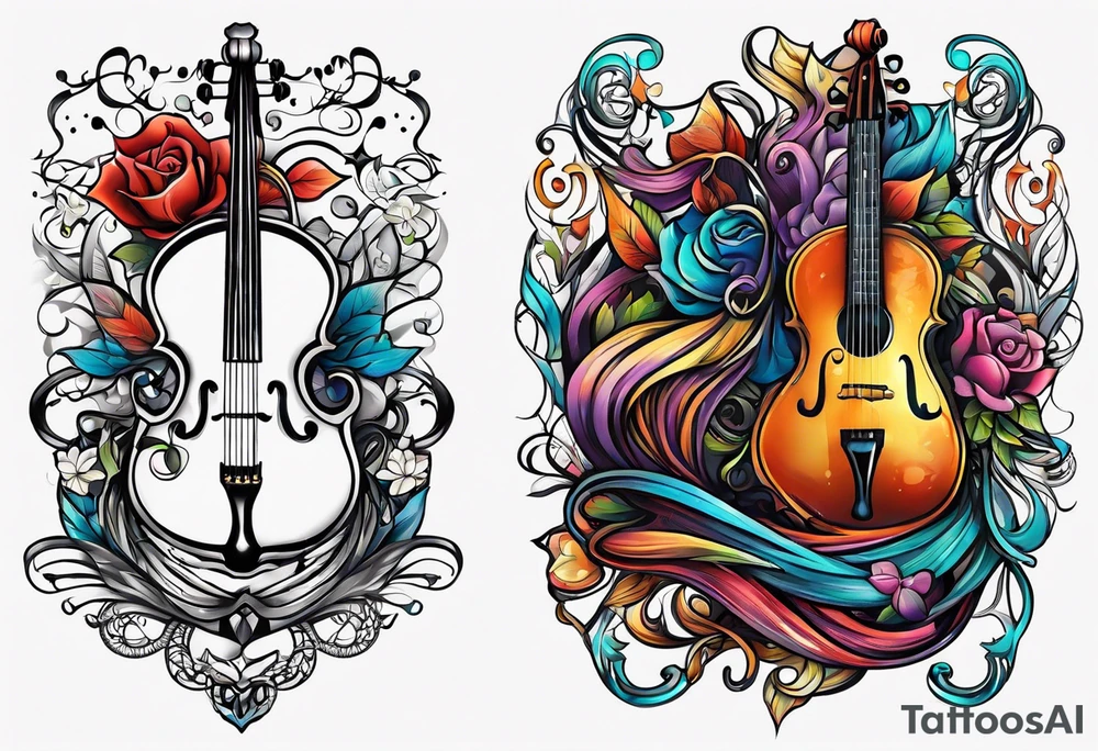 4 different tangled line designs representing music tattoo idea